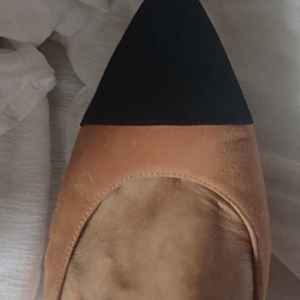 WOMEN'S SIZE 44 (W 12- M 10.5) "SHOES OF PREY" SPECTATOR TAN/BLACK SLING BACK - Picture 8 of 9